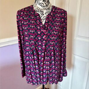 Terra & Sky Geometric Pink & green Women's Top, size OX